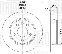 Диск торм. для а/м VW Sharan (95-) перед. d=268 (окраш.) (DF 270104)
