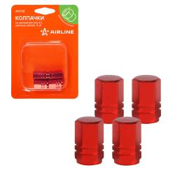 Колпачки на шинный вентиль K-1, красные, металл, 4 шт. (AVC08)
