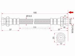 Шланг тормозной передний (Таиланд) MMC DELICA TRUCK 94-99/L200 94-07/PAJERO/JR/MONTERO 90-96 внутр L