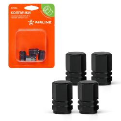 Колпачки на шинный вентиль K-1, черные, металл, 4 шт. (AVC06)