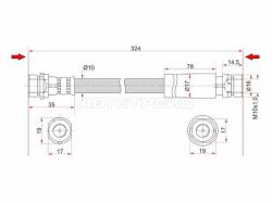 Шланг тормозной задний (Таиланд) MAZDA 2/DEMIO/VERISA/FORD FIESTA/FUSION 02- LH=RH