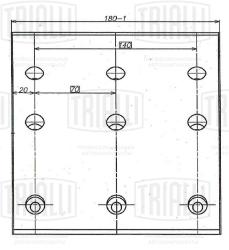 Накладка торм. колодки для а/м КАМАЗ 6520 Р/К 8 шт. R0 с закл. 180х187 (9 отверстий) (BLT 0712)