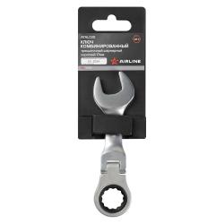 Ключ комбинированный трещоточный шарнирный короткий 17мм PRO пласт.подвес (ATAL030)