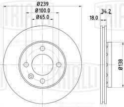 Диск торм. для а/м VW Polo (95-)/(99-)/Lupo (98-) перед. d=239 thk=18 (вент) (окраш.) (DF 150006)