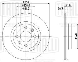 Диск торм. для а/м Renault Logan (07-) перед. d=259 вент. (перф/слот/окраш) (DF 274s) PRO