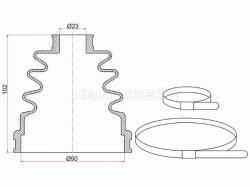 Пыльник шруса наружный NISSAN TEANA J31 03-08/HYUNDAI SONATA 01-05 (2 хомута. термопластик)