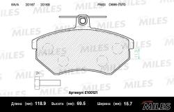 E100121 Колодки тормозные VOLKSWAGEN G3 2.0/1.9D/PASSAT 2.0 92-97 передние SemiMetallic