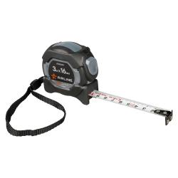 Рулетка в прорезиненном корпусе 3мх16мм PRO, автостоп, магнит. зацеп, нейлон. двуст. шкала (ATBQ019)