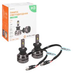 Лампa светодиод., H3, 12/24В, 28Вт, 6500К (Бел.), 5000Лм, для рефлект./линз. оптики, кмпл. 2 шт., PLUS (AEAR103)