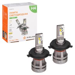 Лампa светодиод., H4, 12/24В, 28Вт, 3000К (Желт.), 5000Лм, для рефлект./линз. оптики, кмпл. 2 шт., PLUS (AEAR114)