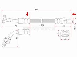 Шланг тормозной передний (Таиланд) DYNA 150/TOYOACE G15/HIACE/REGIUSACE 2WD 99-05 RH (колесо)
