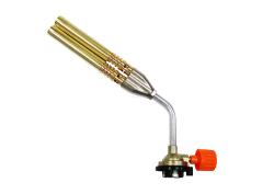 Горелка газовая на цанговый баллон, ручн.поджиг, 2 сопла D12*102 мм, металл (ADGT009)