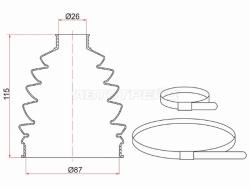 Пыльник шруса наружный перед VW POLO (2 хомута. термопластик)