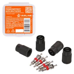 Ремкомплект для вентилей (4 золотника, 4 пласт.колп.  ключом) в кейсе (ATRS008)