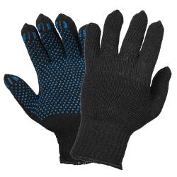 Перчатки трикотажные ХБ с ПВХ покрытием, двойн., черные, (5 пар) 7,5 класс/125г., мод.602 (ADWG033)