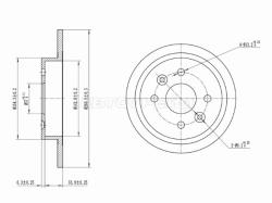 Диск тормозной (Сзади) Kia Cerato 04-07 / Sephia 93-96 / Shuma 97-04 / Spectra 04-09