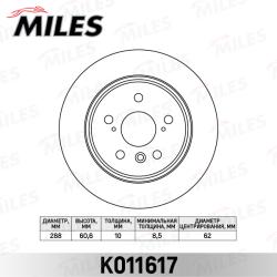 K011617 Диск тормозной LEXUS RX300 V6 00-03 задний
