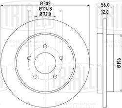 Диск торм. для а/м Mazda Tribute (04-)/Ford Maverick (04-) перед. d=302 (окраш.) (DF 270114)