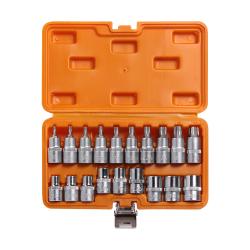 Набор головок 1/2" TORX 9пр. (E10-E24) и головок со вставками, L=55мм, 10пр. (T20-T70), кейс (AT-BS-33)
