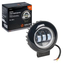 Фара светодиодная круглая, направленный свет, четкая свет. граница+Обод, 30Вт, 115х145х65мм, 12/24В, PRO (ALED017)
