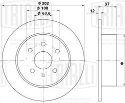 Диск торм. для а/м Geely Monjaro (22-)/Tugella (19-) задн. d=302 (окраш.) (DF 127)