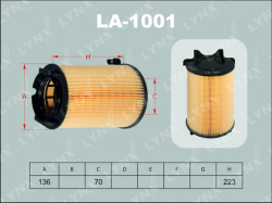 Фильтр воздушный VAG GOLF 5/6/PASSAT/TOURAN/JETTA/OCTAVIA/A3 1.2T-2.0 03- LA-1001
