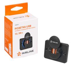 Розетка USB накладная c 2 портами (5В, QC3.0+QC3.0) (AEBJ211)