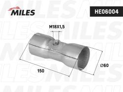HE06004 Вставка трубы глуш. под хомут, с гайкой под Л/З, алюм. d60 L 150мм