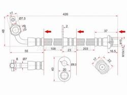 Шланг тормозной передний (Таиланд) TOYOTA LAND CRUISER/LEXUS LX470 98-07 RH