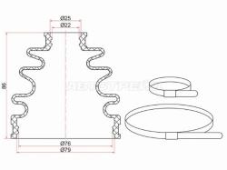 Пыльник шруса наружный TOYOTA CAMRY USA/COROLLA/SV50/ALLION/WISH 4WD 1ZZ (2 хомута. резина)