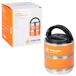 Ланч-бокс для еды с ручкой (термо), нерж. сталь (304), 2 контейнера, 1,4 л., оранж./черн. (IT-T-02)