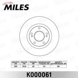 K000061 Диск тормозной NISSAN MAXIMA J30 3.0 91-94/A32 2.0-3.0 97-00 передний D 280мм.