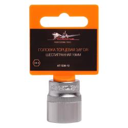 AIRLINE AT-S38-12 Головка торцевая 3/8&quot; DR шестигранная 19мм пласт. подвес