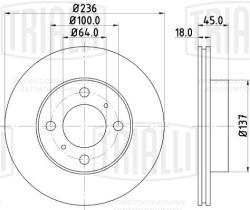 Диск торм. для а/м Mitsubishi Carisma (95-)/Lancer (95-) перед. d=236 (DF 117413)