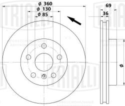 Диск торм. для а/м VW Touareg II (10-) перед. d=360 лев. (окраш.) (DF 198014)