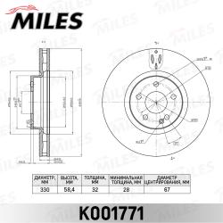 K001771 Диск тормозной MERCEDES VITO(447) 14- передний вент. D 330мм.