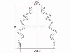 Пыльник шруса наружный HONDA FIT 01-07, Airwave 05-10/MAZDA Familia 99-03 (2 хомута. резина