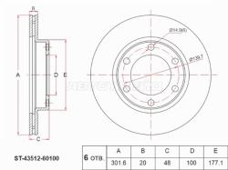 Диск тормозной (Перед) Toyota Hilux Pick Up 88-97 / Land Cruiser 80-04 / Land Cruiser Prado (J70,J90