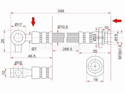 Шланг тормозной передний (Таиланд) NISSAN ATLAS/CONDOR 88- LH=RH