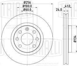 Диск торм. для а/м Daewoo Nexia (95-)/Lanos (02-) DOHC перед. d=256 (перф/слот/окраш) (DF 270s) PRO