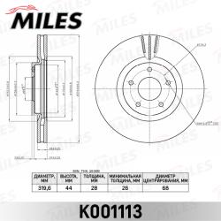 Диск тормозной NISSAN QASHQAI 07-/RENAULT KOLEOS 08- передний вент.D 320мм. K001113
