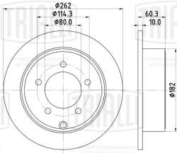 Диск торм. для а/м Dodge Caliber (06-)/Jeep Compass (06-) зад. d=262 (окраш.) (DF 170113)