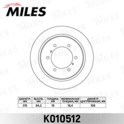 K010512 Диск тормозной MITSUBISHI PAJERO 90-/SPACE GEAR 95-00 задний D 315мм.