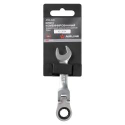 Ключ комбинированный трещоточный шарнирный короткий 10мм PRO пласт.подвес (ATAL024)