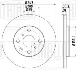 Диск торм. для а/м Peugeot 107 (05-)/Toyota Aygo (05-) перед. d=247 (окраш.) (DF 095122)