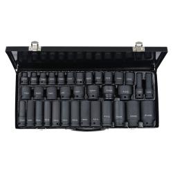 Набор головок ударных 1/2"DR L=78мм и L=38мм, 35пр. (8-32мм) металл.кейс (ATAS404)