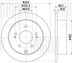 TRIALLI DF 073411 Диски тормозные для автомобилей Mitsubishi Galant (03-) задние d=262 окрашенные