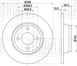 Диск торм. для а/м Audi 80 (91-) перед. d=280 (полный) (DF 084615)