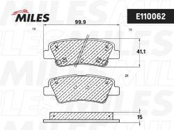 E110062 Колодки тормозные HYUNDAI SOLARIS 10-/SONATA V 05-/KIA SOUL задние SemiMetallic