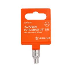 Головка торцевая 1/4" шестигранная 4.5мм, пласт.подвес (ATAP049)